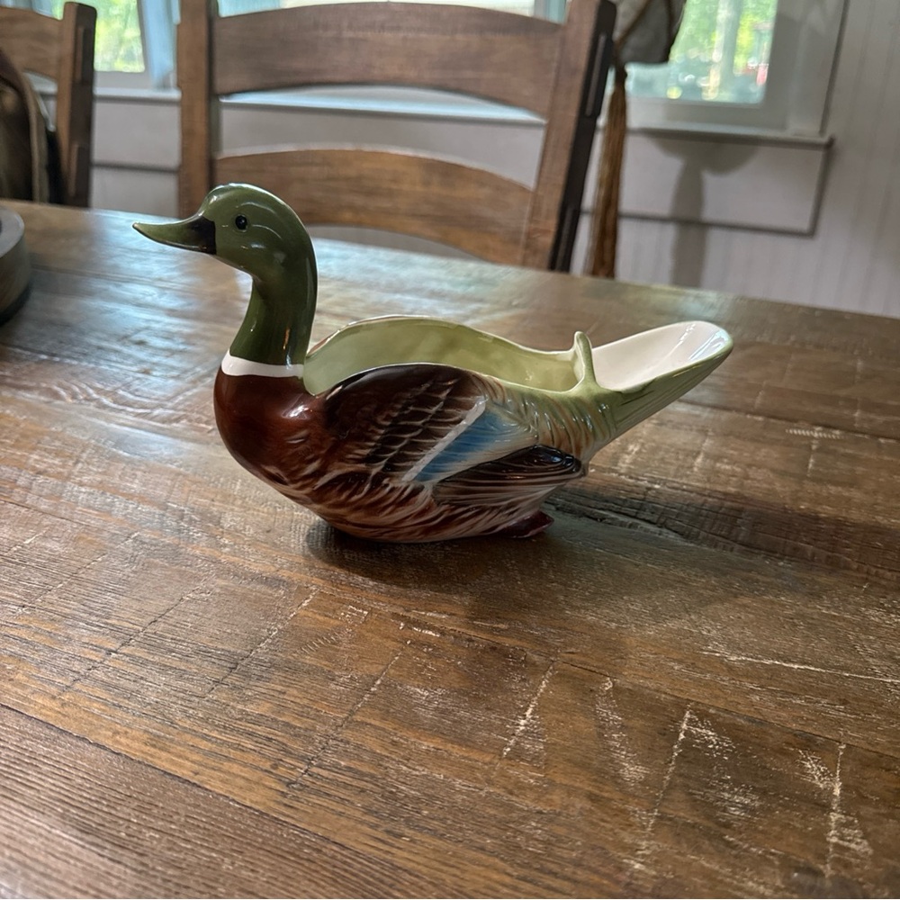 Holt Howard Ceramic Mallard Planter/Figurine - Green, Brown, Blue